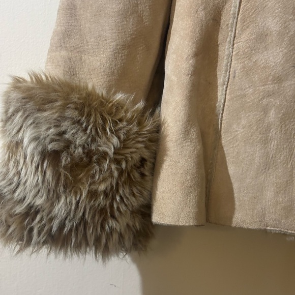 Together Tan Teddy suede Jacket with Floral Embroidery - Picture 4 of 16